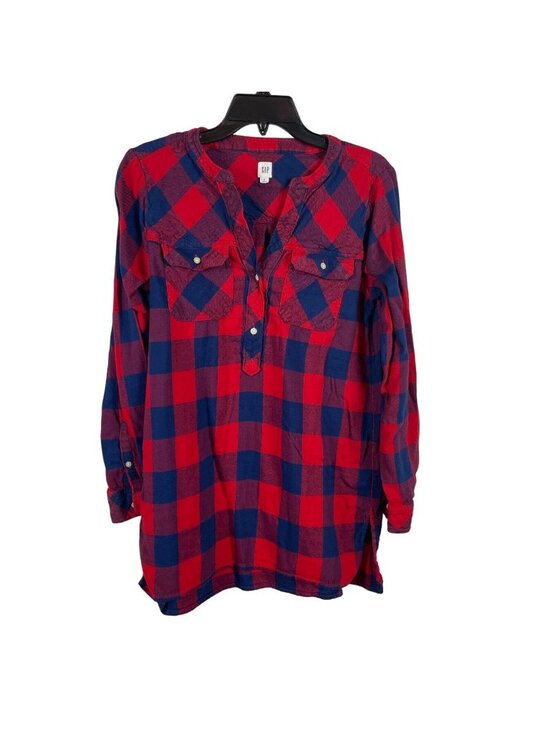 GAP Tops - Gap Women Long Sleeve Plaid Pullover Top Shirt Size S
